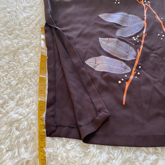 Women's Short Sleeve Custom One-of-a-Kind Hand Beaded Maxi Dress Brown 12-14 - Picture 8 of 8